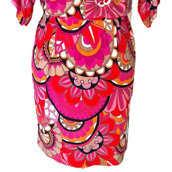 Trina Turk Bernice Maui Blooms Cold Shoulder Tie Waist Draped Knit Dress - XS - Picture 9 of 13